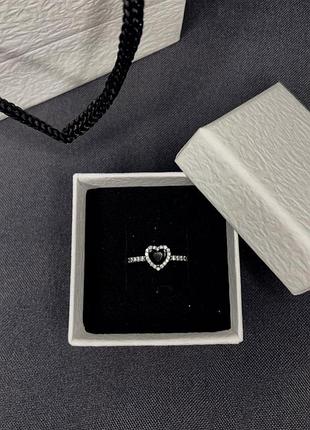 Серебряная кольца pandora пандора "черное сердце"/на подарок