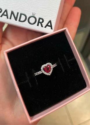 ❤️ серебрянное кольцо pandora " красное сердце" / на лучший подарок