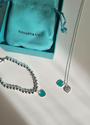 Жіночий срібний браслет tiffany подарунковий набір