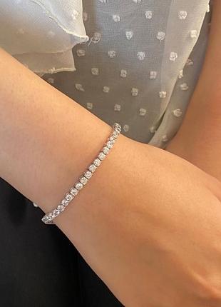 Стильный серебрянный браслет swarovski / на подарок