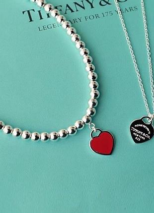 Жіночий браслет "червоне серце" срібний тіфані tiffany / на подарок