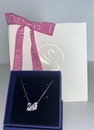 Цепочка подвеска swarovski "белый лебедь" / лучший подарок
