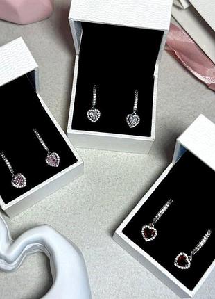 Серебряные серьги английская застежка pandora / пандора на подарок