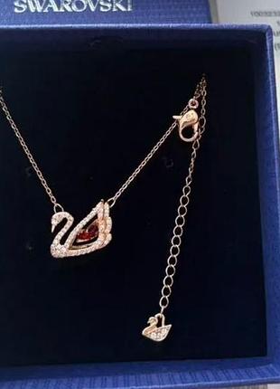 Серебрянная цепочка, подвеска, кулон swarovski "танцуующий лебедь" swan / подарок
