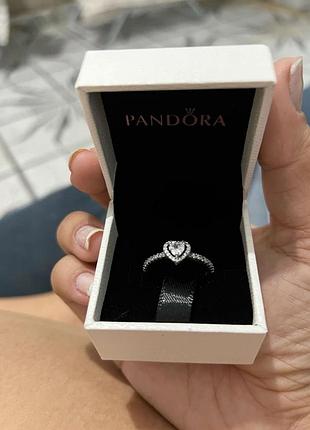 Серебрянное кольцо pandora пандора "белое сердце" / на подарок