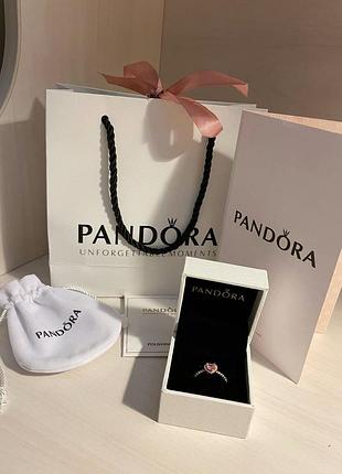 Серебрянное кольцо pandora "розовое сердце" - символ любви!