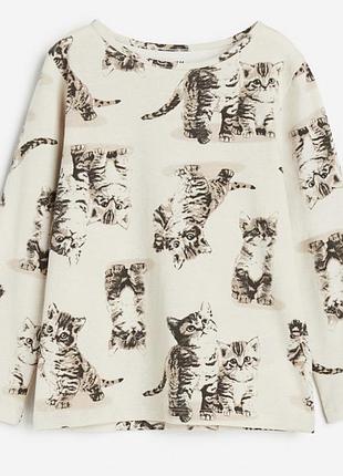 Кофта для дівчинки h&m бежева з котиками 110/116 см 4-6 років