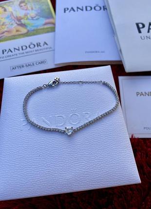 Женский браслет pandora "белое сердце" серебряный