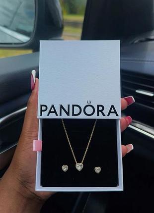 Подарочный набор pandora 2 в 1 "белое сердце" серебрянный