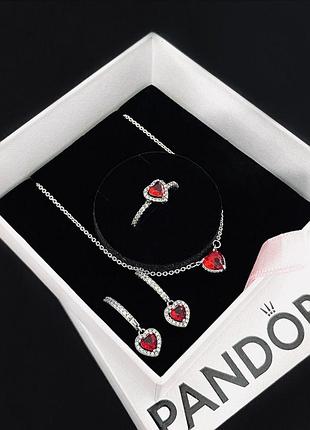 Лучший подарок на 8 марта! набор pandora "красное сердце" пандора
