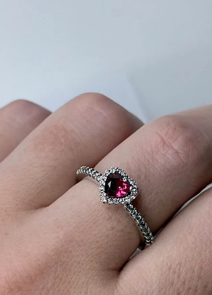 ❤️ серебряное кольцо pandora "красное сердце" – подарок для неё ❤️