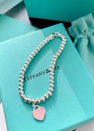 Жіночий браслет tiffany "рожеве серце" - на подарунок