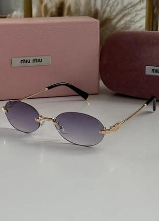 Солнцезащитные очки в коробочке от miu miu металлические женские солнечные очки миу миу безободковые от солнца