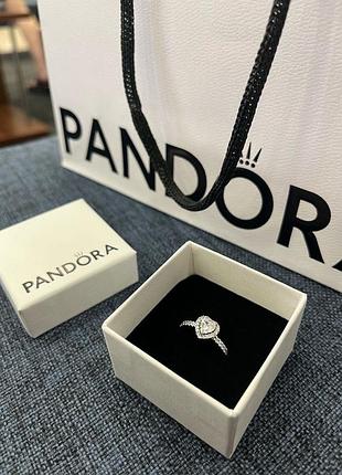 Серебрянное женское кольцо pandora "белое сердце" / лучший подарок!