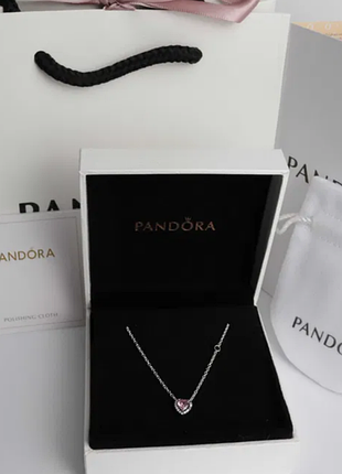 Женская серебряная цепочка pandora "розовое сердце" - в подарок