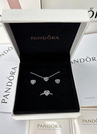 Подарочный набор украшений pandora "белое сердце" / на подарок