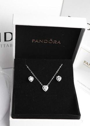 Изысканный набор pandora "белое сердце" серебрянный