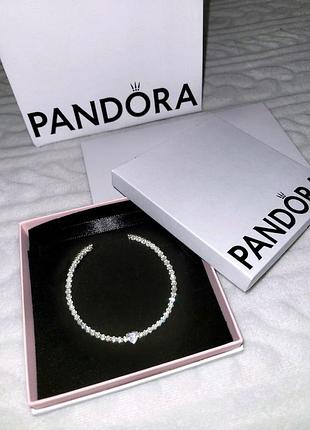 Срібний браслет pandora «біле серце» срібний пандора