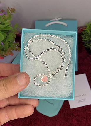 Cрібна цепочка "рожеве серце" tiffany / лучший подарок