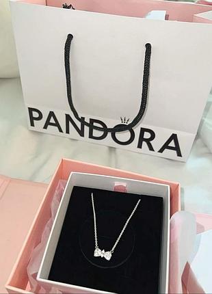 Серебрянная цепочка pandora "белый бантик" / лучший подарок