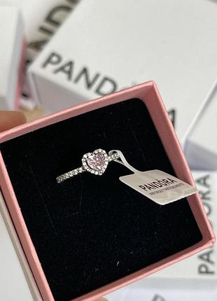 Серебрянное кольцо pandora пандора "розовое сердце" / на подарок
