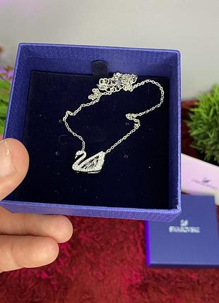 Серебрянная цепочка "белый лебедь "swarovski / на подарок