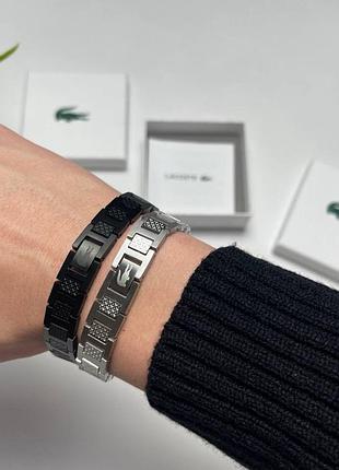 Мужской серебрянный браслет lacoste 2 цвета / на подарок