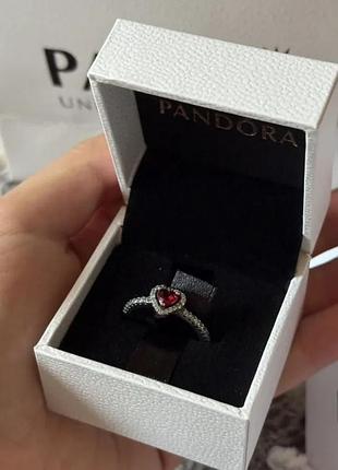Кольцо pandora красное сердце / на подарок
