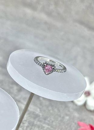 Серебрянное кольцо pandora "розовое сердце" - лучший подарок