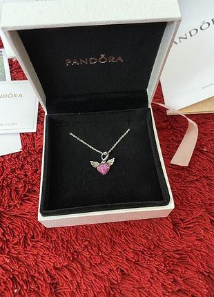 Цепочка pandora "розовое сердце на крыльях" / на подарок