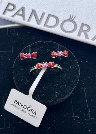 Подарунковий комплект pandora пандора "червоний бантик" / на подарунок