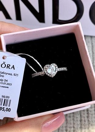 Серебрянное кольцо pandora "белое сердце" / на подарок
