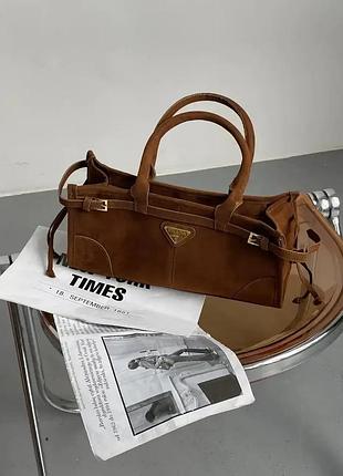 Жіноча замшева сумочка prada брендова класична сумка із замші прада ділова сумка для дівчини через плече