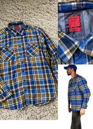 Шикарна чоловіча котонова сорочка  в клітинку,olymp,p.xl-xxl