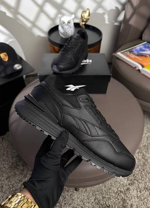 Мужские кроссовки reebok classic leather 2400 all black