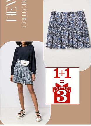 1+1=3 спідниця h&m в квіти принт юбка плиссированная цветы