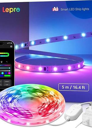 Умная светодиодная лента lipro s1 ai 5m rgb+ic, синхронизация музыки, управление с помощью приложения/голосовое управление [класс