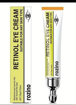 Антивозрастной крем для кожи вокруг глаз с ретинолом и массажным роликом rozino retinol eye cream (20 г) ✨