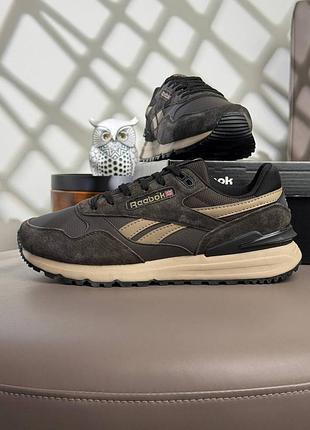 Мужские кроссовки reebok classic leather 2400 brown beige