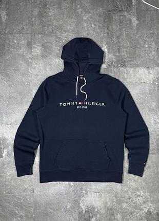 Худі tommy hilfiger томмі хілфігер чоловіче кофта з капюшоном балахон світшот синій оригінал синя кофта толстовка з капюшоном синього кольору xxl