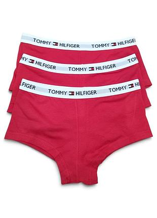 Жіночі трусики-шортики tommy hilfiger червоні 3шт.