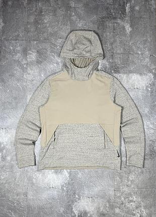 Худі nike yoga dri-fit унісекс чоловіче жіноче найк світшот кофта з капюшоном спортивна орігінал толстовка з двома кишенями бежеве сіре оверсайз m