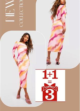 1+1=3 стильна максі сукня сітка boohoo в принт