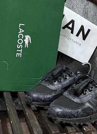 Кросівки чоловічі кеди жіночі lacoste elite active original leather чорний 40