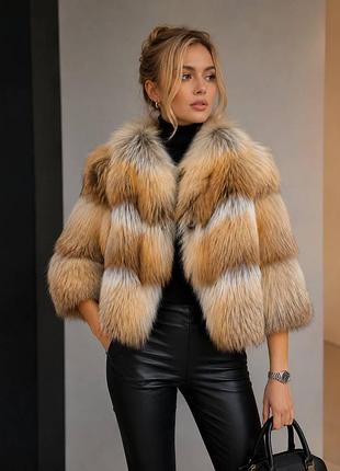 Бомбер из лисицы colden иsland fox,производитель итальялия