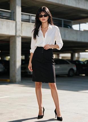 С шерстью на подкладке 🖤 юбка h&amp;m 📌 юбка-карандаш высокая посадка 💼 офисная черная юбка-миди xs s