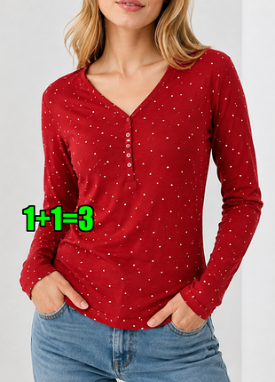 🤩1+1=3 красный женский лонгслив свитер в сердечки хлопок lindex, размер 52 - 54
