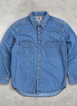 Levi’s вінтажна блакитна джинсова сорочка western з довгим рукавом