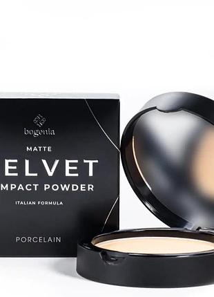 Пудра bogenia matte velvet compact powder у відтінку ivory (12 г) — це матувальний засіб для обличчя з оксамитовим фінішем. 102