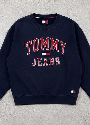 Tommy jeans темно-синій світшот з великим логотипом
